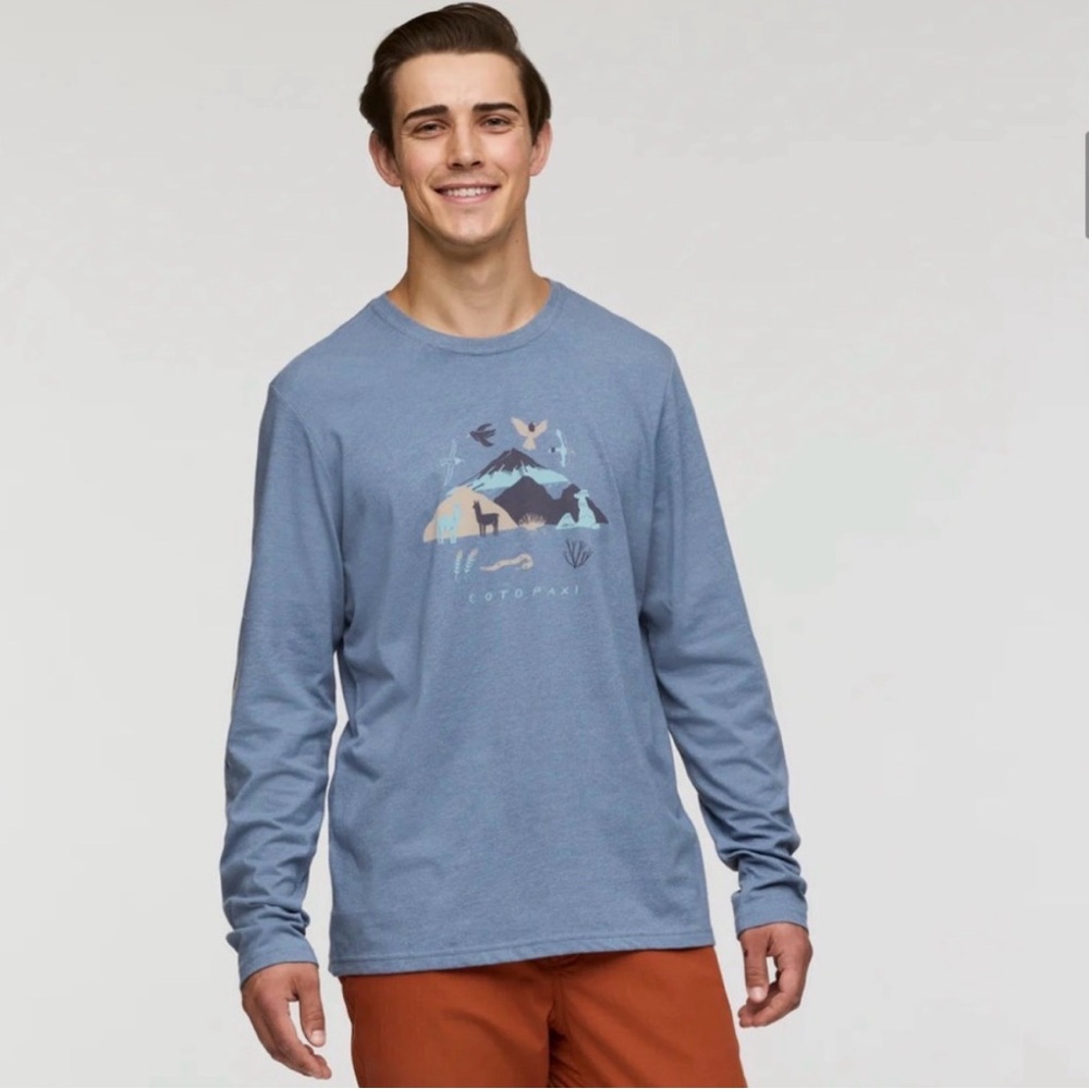 Cotopaxi Men's XL The Solstice Long-Sleeve T-Shirt Tempest Blue NWT Cotton
